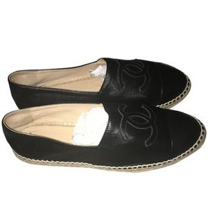 SOLD Chanel espadrilles black leather